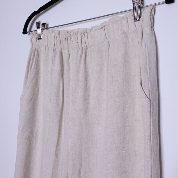 TYSA Linen Blend Wide Leg Trousers Oatmeal Lightweight Linen Casual Women's 2 - Picture 3 of 11